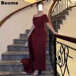 Booma Mermaid Evening Dresses Off Shoulder Draped Formal Occasion Gowns for Women Ankle Length Saudi Arabic Party Prom Dresses