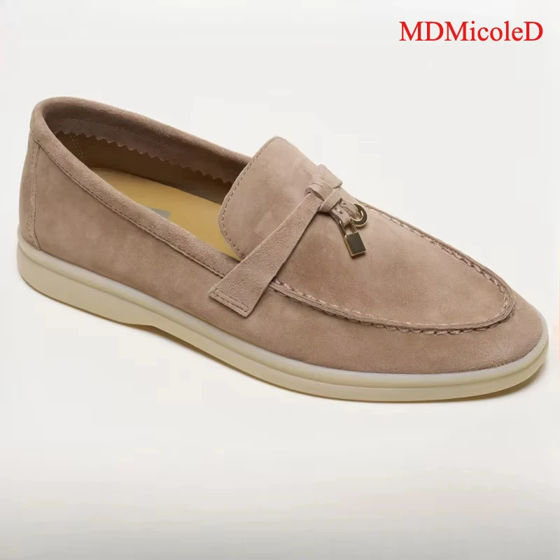 Tassel Lock Loafers Women's Flat-bottomed Lazy One-pedal Versatile Soft-soled Cashmere Single Comfortable Simple and Fashionable