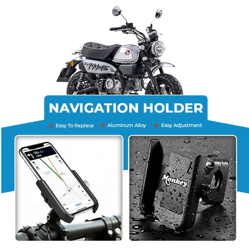 

Alloy Motorcycle Cell Phone Support Bracket Mirror Mount Navigation Stand For GPS Monkey Z125 Z120 Monkey125 Z 120 125 DAX125