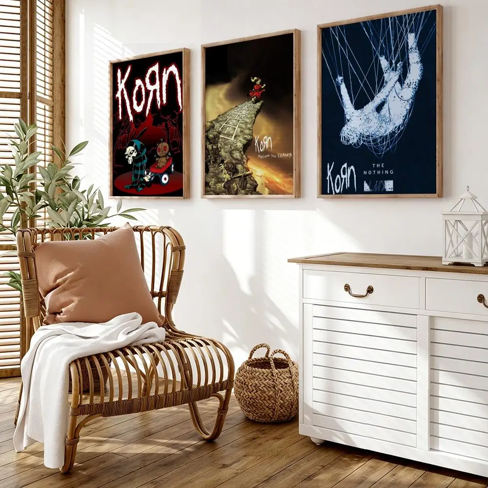 Metal music K-Korn Rock Poster Wall Stickers HD Painting Self Adhesive Art Decals for Bedroom Living Room Home Decor