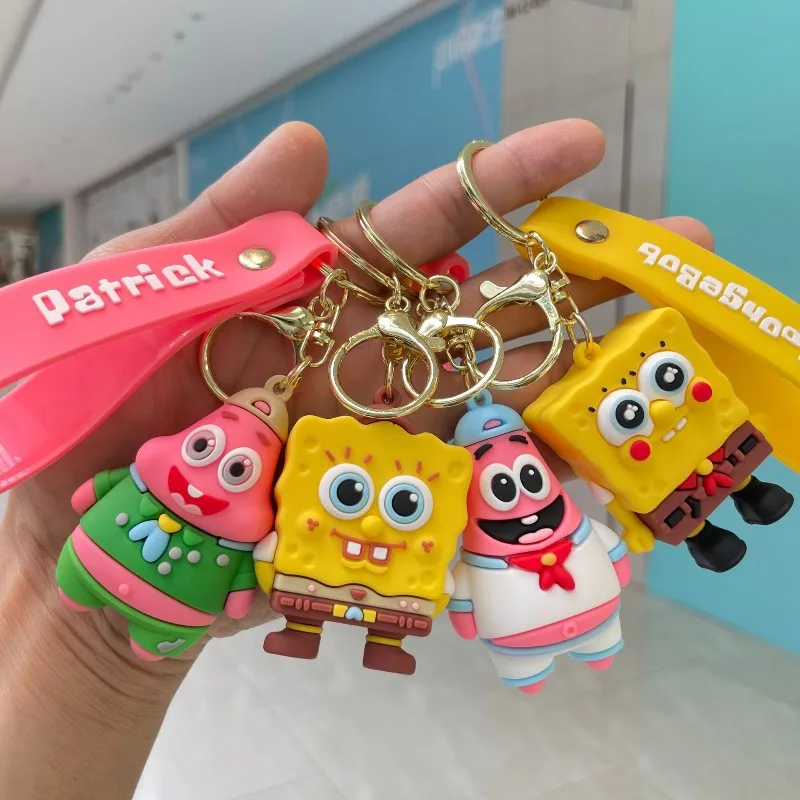 

Kawaii Creative SpongeBob SquarePants Big Star Octopus Brother Keychain, Soft Rubber Cute Couple Bag Pendant