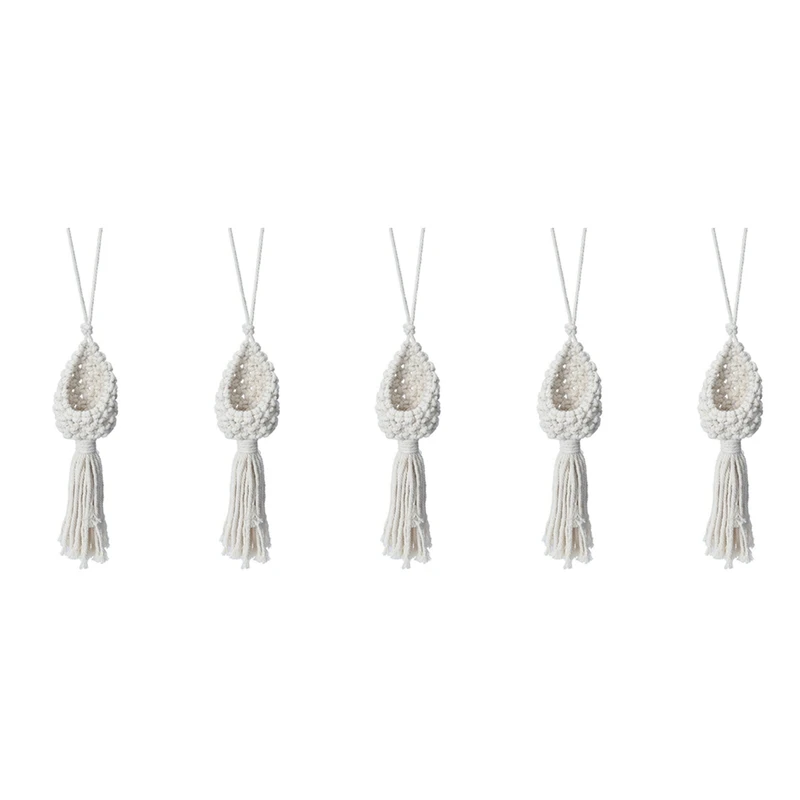 

5X Boho Macrame Air Plant Hanger Tillandsia Hanging Basket Rope Holder Flower Home Decor (13CM)