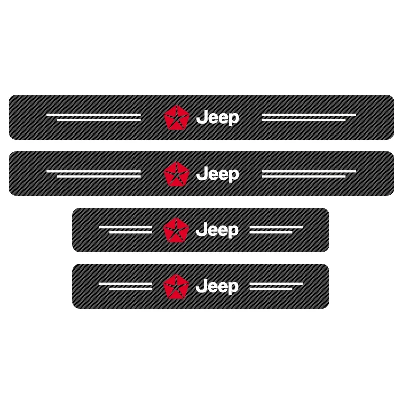 4 قطعة ألياف الكربون باب السيارة حافة عتبة حامي قطاع ملصقات ثلاثية الأبعاد ل جيب رينيجيد رانجلر JK JL جراند شيروكي كومباس باتريوت