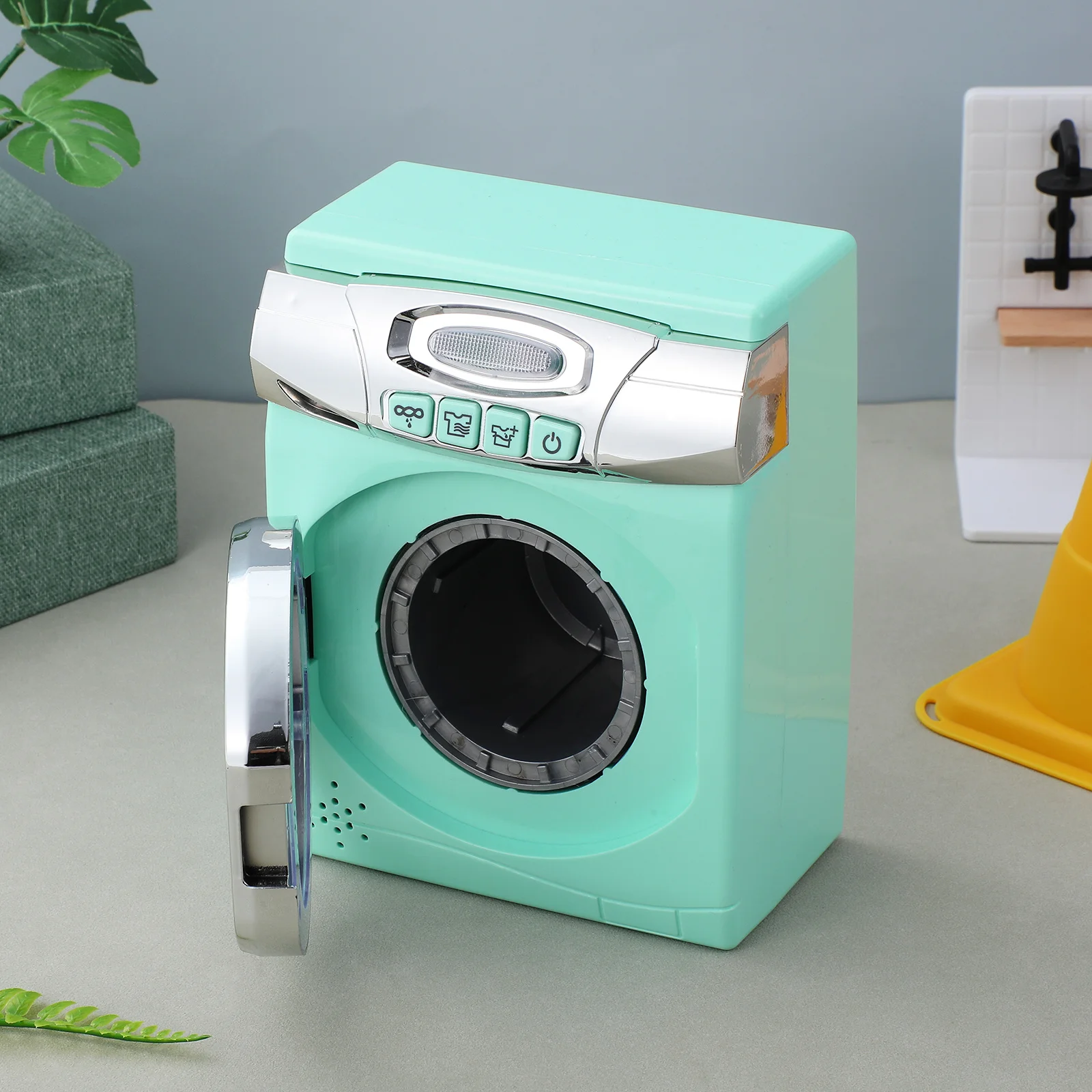 مجموعة ألعاب الأجهزة المنزلية التفاعلية للأطفال، غسالة ملابس بلاستيكية للعب التظاهري والتعليمي