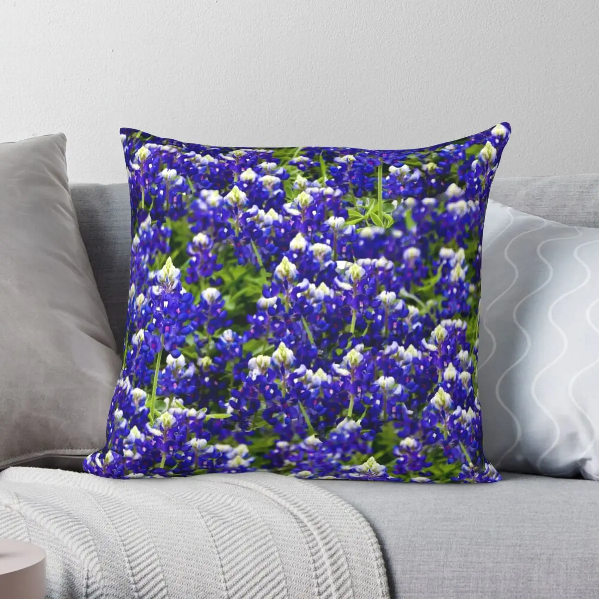 Texas Bluebonnets Square Pillowcase Polyester Linen Velvet Creative Zip Decor Throw Pillow Case Car Cushion Cover Wholesale