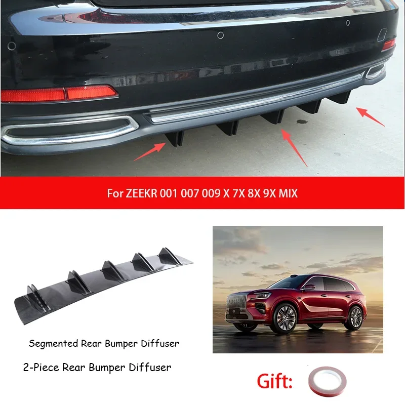 For ZEEKR 001 007 009 X 7X 8X 9X MIX ABS Rear Bumper Lip Diffuser Shark Fin Anti-collision