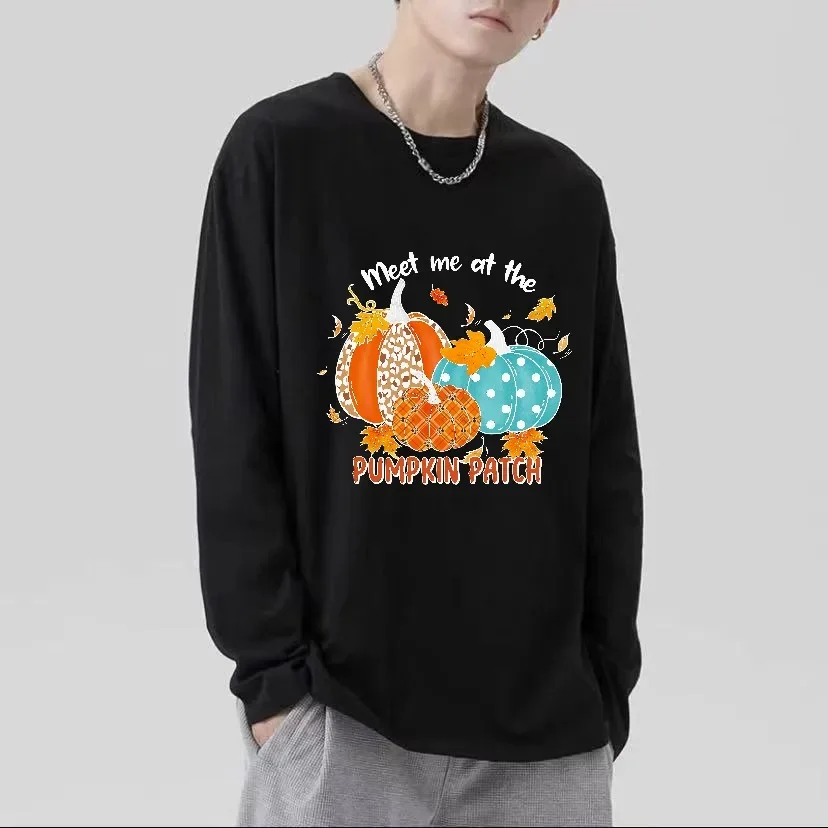 

Men T-shirt Halloween style printed T-shirt 2025 Spring and Autumn oversized long sleeved pullover comfortable retro Y2k T-shirt