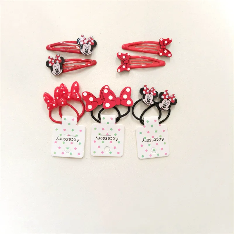 Disney Anime Minnie Mouse Hairrope Hairpin Kawaii Minnie Hair Accessories Cartoon Girl Hairpin Baby Gifts