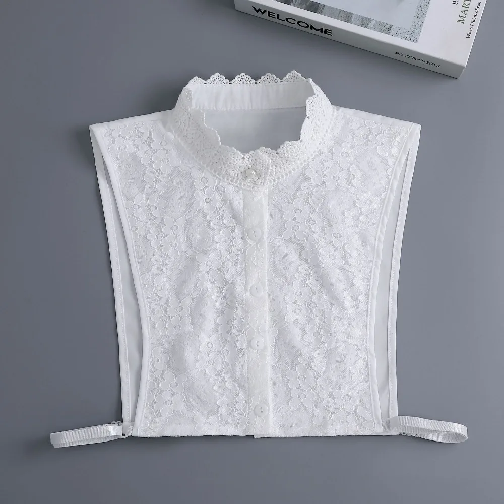 Vintage Lace Fake Collar Detachable White Black Stand Fake Collar Chiffon Stand Collar Women