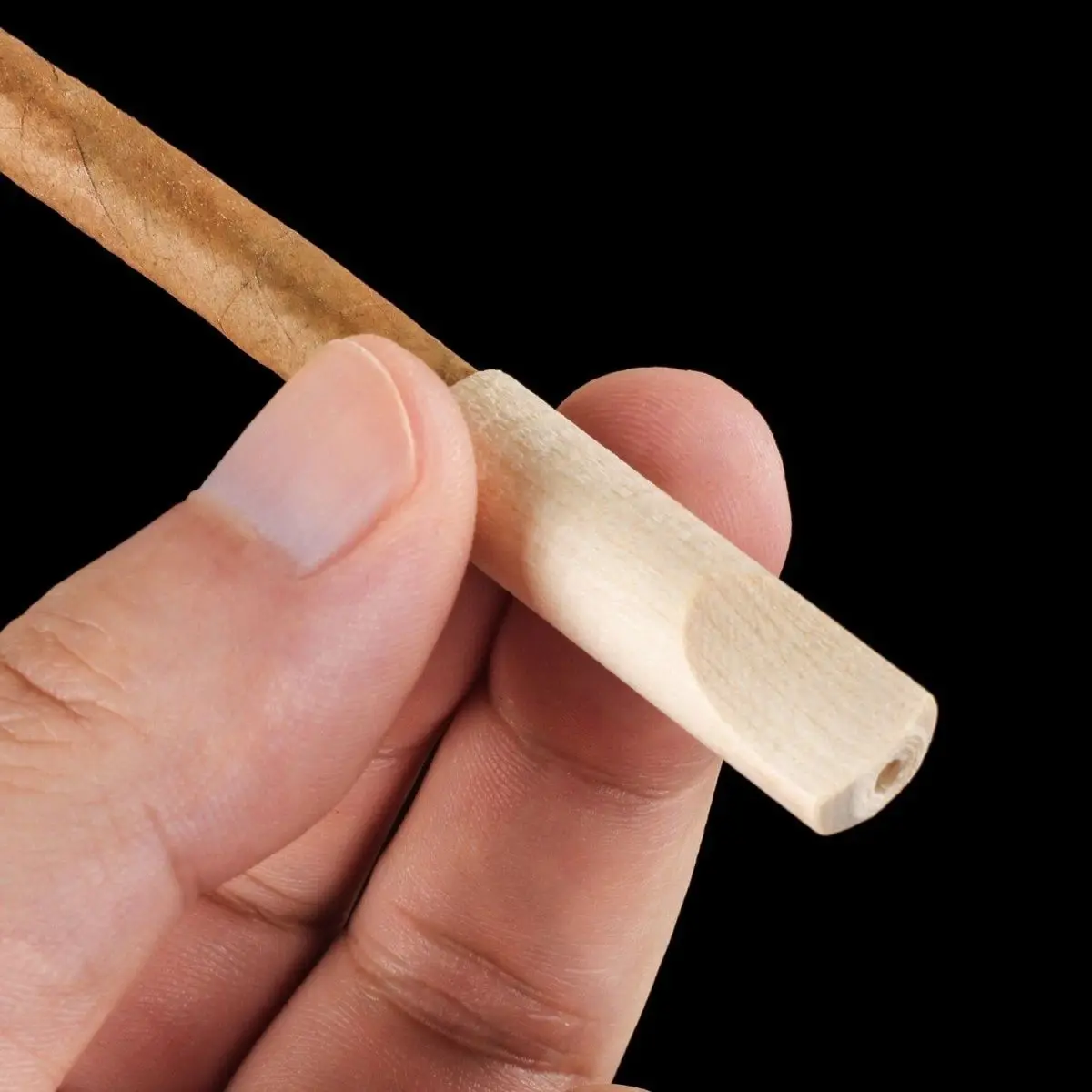 1cm Mini Cigar Specific Mouthpiece Tip Solid Natural Wood Cigar Holder Wooden Filter Tip for Small Cigars Smoking Accessory
