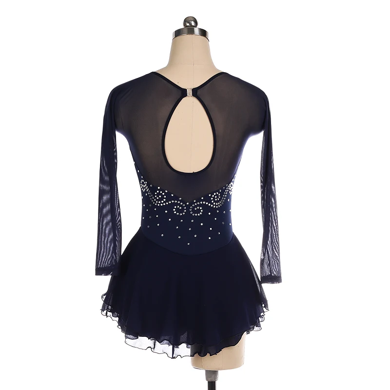 Figure Skating Dress Blue Custom Competition Women's Children's Long Sleeve Round Neck Clothing