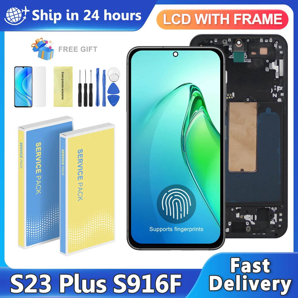 OLED For Samsung S23+ S916 S916B S916U Lcd Display Touch Screen Digitizer Assembly Replacement For S23 PLus Screen Replacement