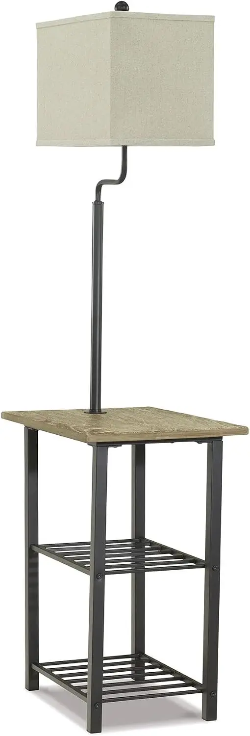 Signature Design by Ashley Shianne Multifunctional Metal Floor Lamp & End Table, Black