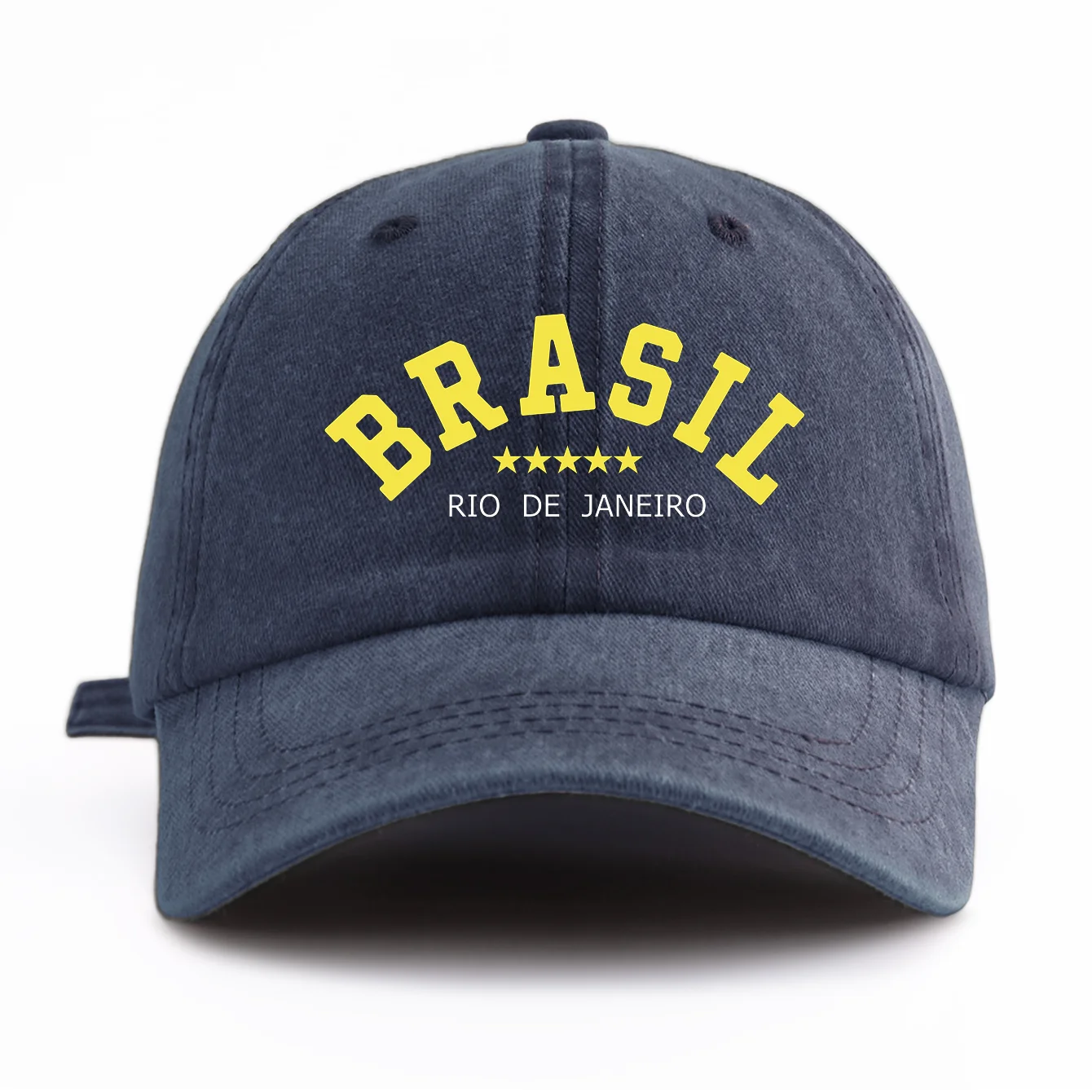 Unisex Brasil Rio De Janeiro 5 Stars Print Washed Baseball Cap Retro Vintage Dad Hat Available in Multiple Colors Sun Hat