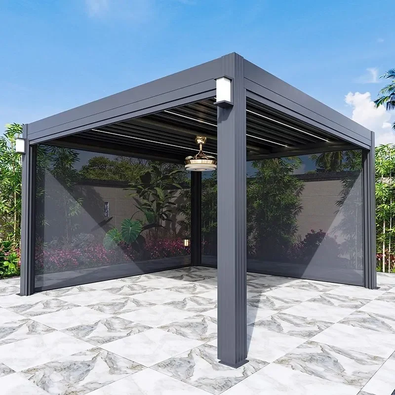 For Outdoor Aluminum Alloy Electric Gazebo Villa Courtyard Garden Leisure Landscape Pavilion Yard Sunshade Sun Room