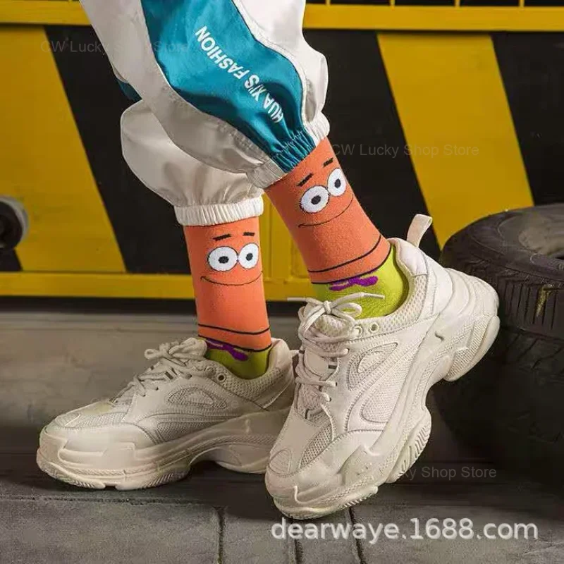 SpongeBob Cute Socks Patrick Star Squidward Cartoon Cotton Socks Tall Tube Casual Student Breathable Socks Boys Girls Sock