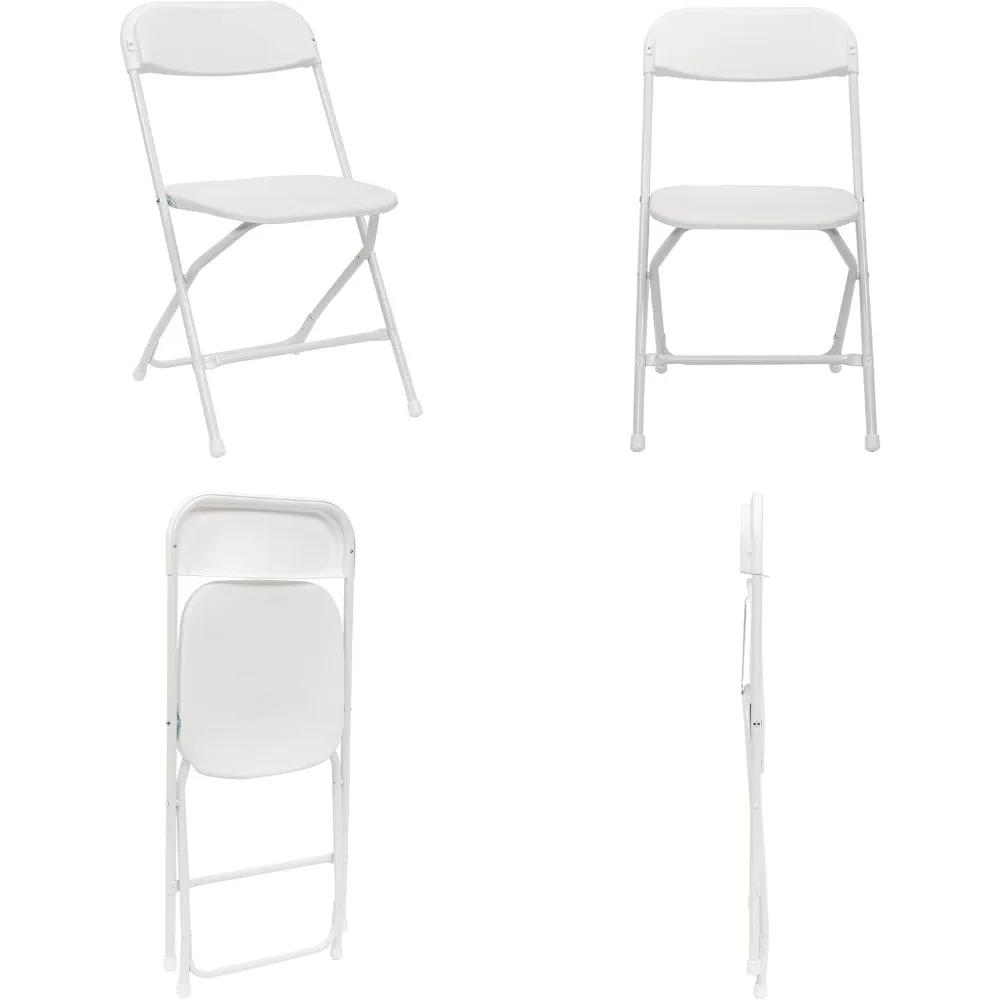 

10 упаковок белых сверхпрочных складных стульев из пластика и железа с грузоподъемностью 350 фунтов, подходят для использования в помещении и на открытом воздухе, нет