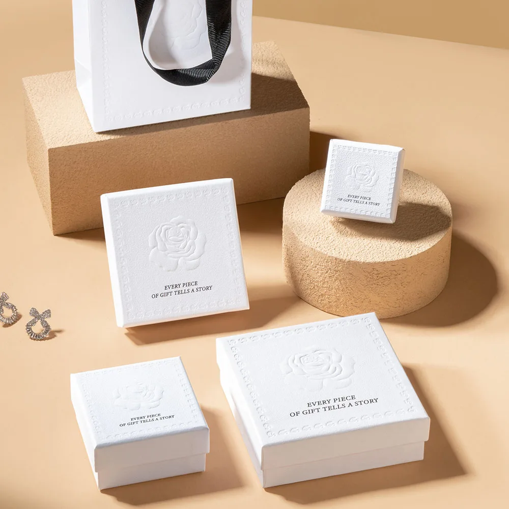 24 Stück Schmuckboxen mit geprägtem Rosenmuster auf dem Deckel, für Ohrstecker, Ringe, Armbänder, Anhänger, Halsketten, zur Aufbewahrung und Organisation. – Detail 10