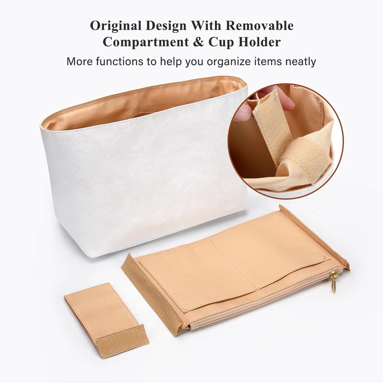 YUHAN Bag Organizer For Longchamp Medium Large Bag Purse Insert Dupont Paper Storage Bag White Color With Pocket