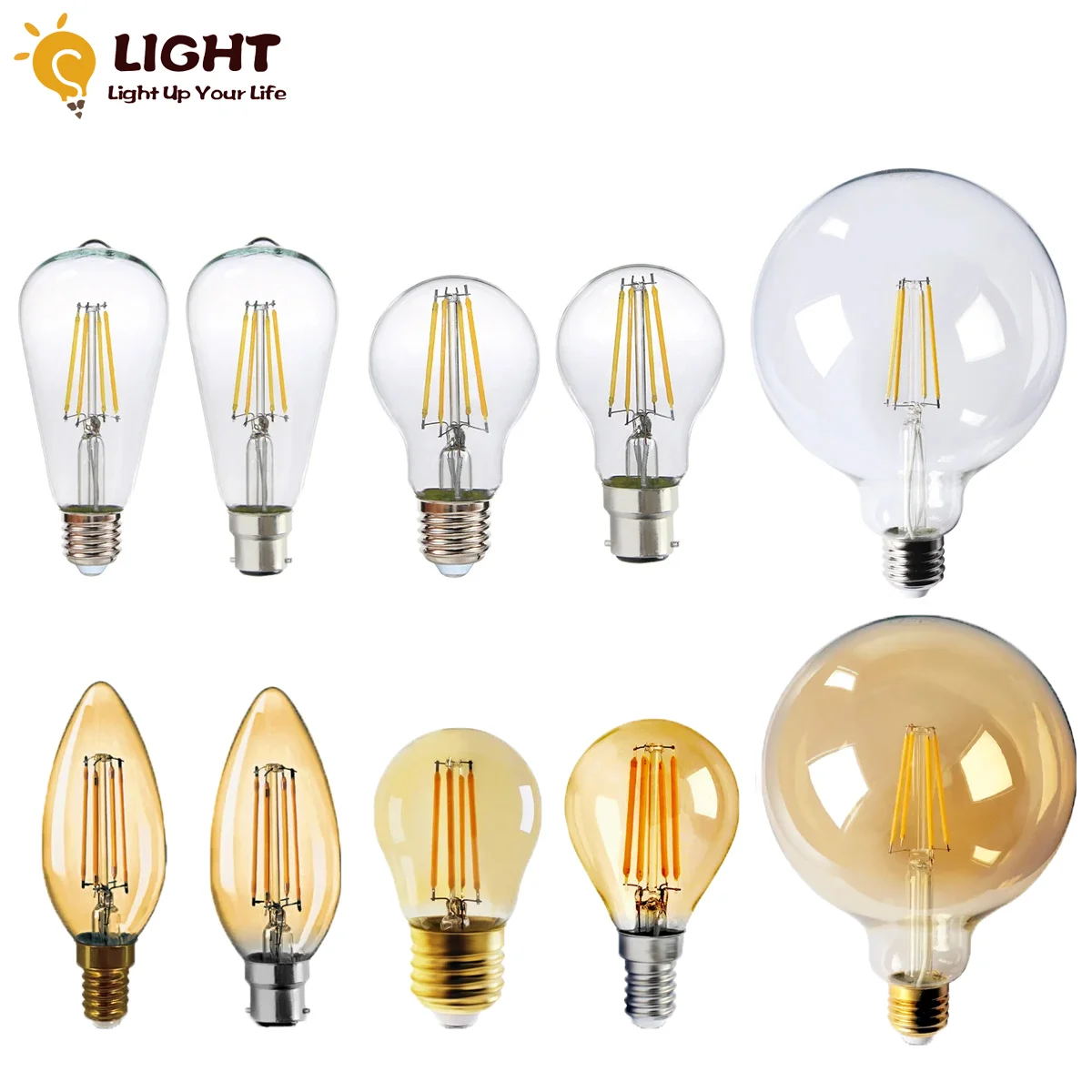 LED Filament Bulb Retro Edison E27 E14 B22 Lamp AC220V Light Bulb C35 G45 A60 ST64 G80 G95 G125 Glass Bulb Vintage Candle Light