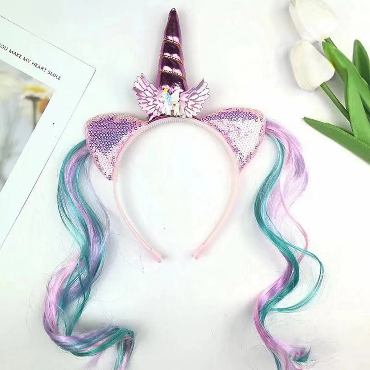 Unicorn Birthday Girl Headband Baby Shower Party Cute Kids Hair Hoop Hairbands Accessories Unicorn Birthday Party Decor Headwear