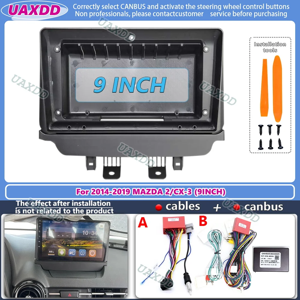 

9-дюймовая автомобильная рамка Fascia 2014-2019 для MAZDA 2 CX-3 CX3 9-дюймовый адаптер CD Canbus Android Радио Аудиокабель Комплект панели приборной панели