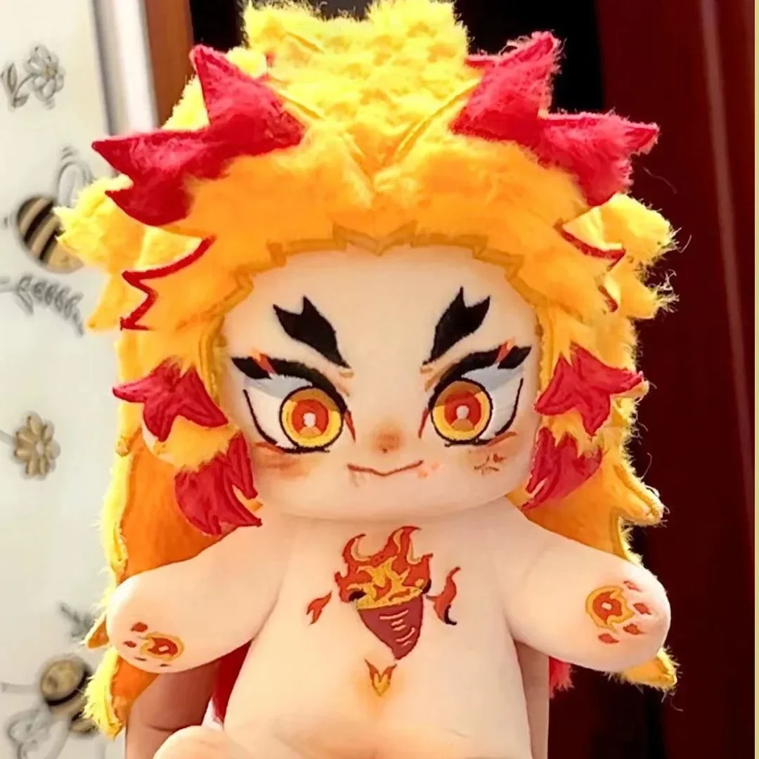 20cm Ava Game Anime Demon Slayer Rengoku Kyoujurou Doll Cosplay Cartoon Soft Body Change Gift Flame Color Matching Cotton Doll