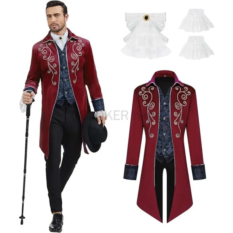 

Halloween Party Cosplay Gentleman Costumes Men Medieval Steampunk Tailcoat Jacket Gothic Victorian Frock Coat Uniform