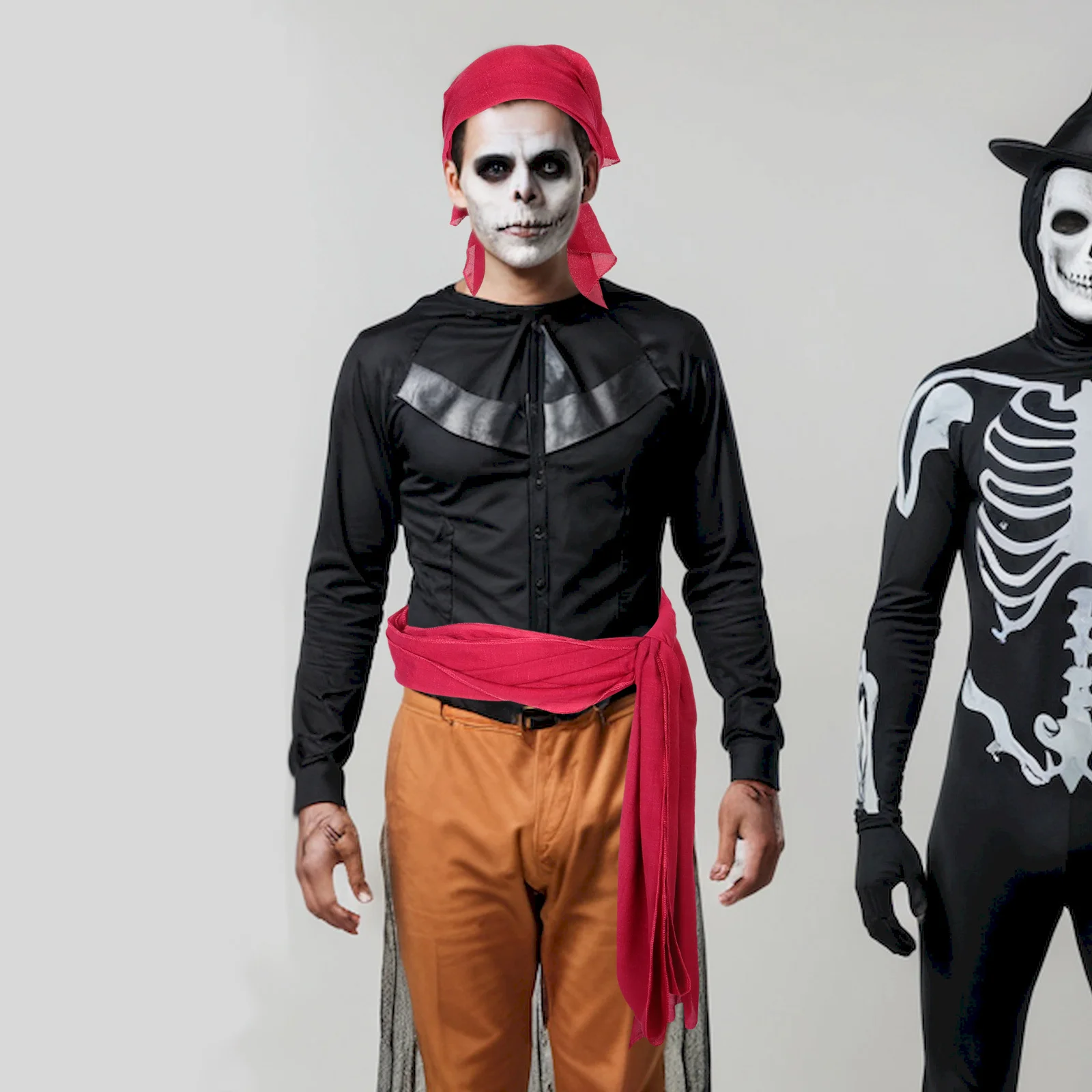 1 set di accessori per costumi da pirata, bandana rosso scuro, cintura in vita, festa di Halloween, cosplay, tessuto medievale confortevole regolabile