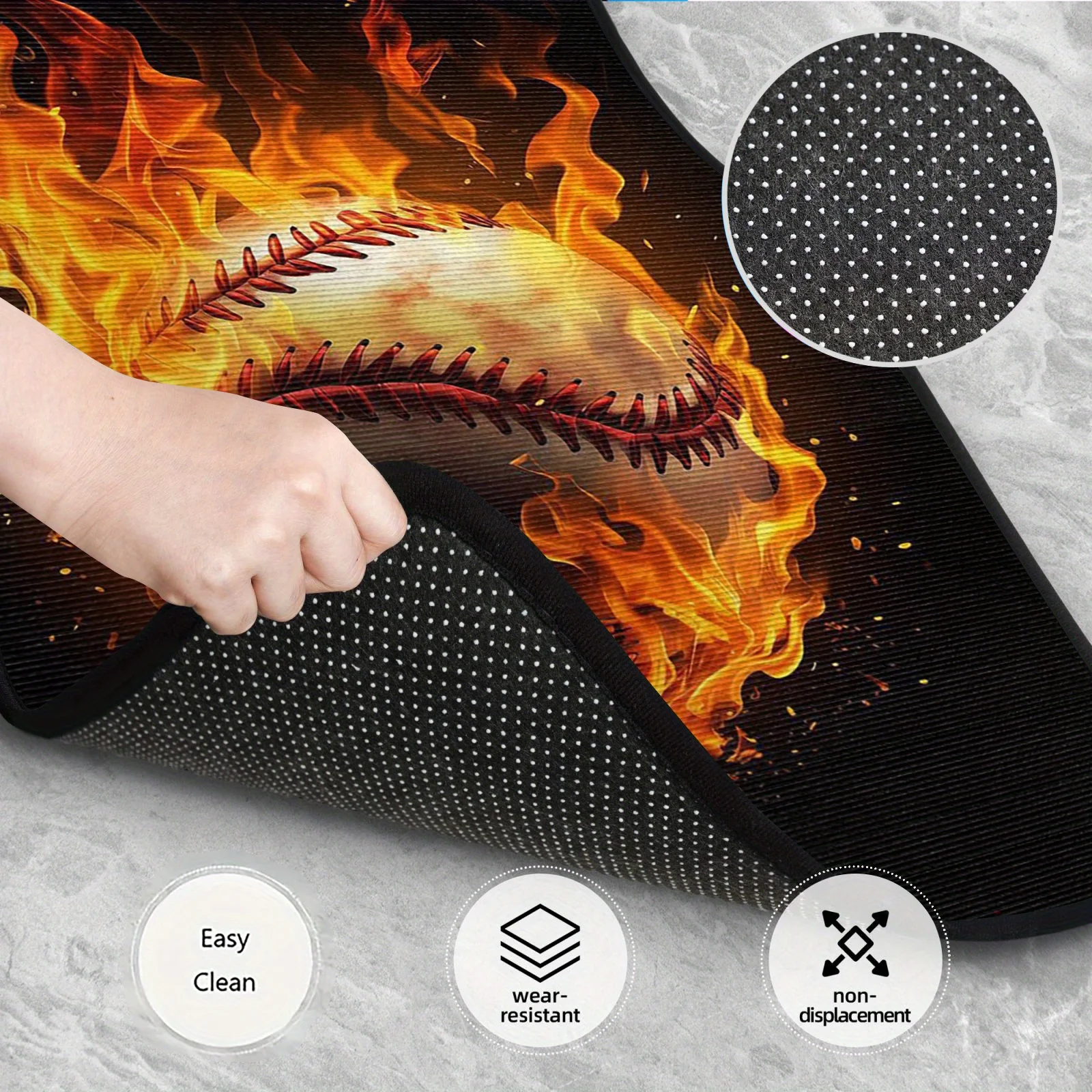 2D, 4pcs Set - Cool Baseball Pattern Car Mats - Easy To Clean, Simple Installation - Suitable For Sedan & SUV Front/Back Seats,
