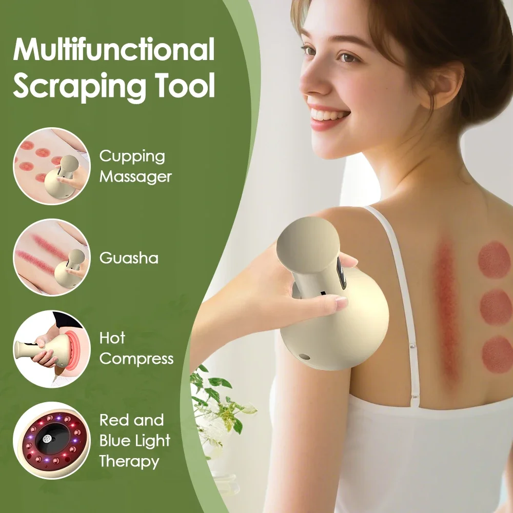 

Smart Cupping Massage Machine 9 Levels Vacuum Suction Cup Chinese Meridian Cans Red Light Heating Jars Body Cellulite Scraping