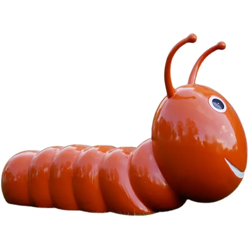 Cartoon caterpillar sculpture ornament Outdoor public garden landscape Large paradise rest Insect seat Bench Mei Chen