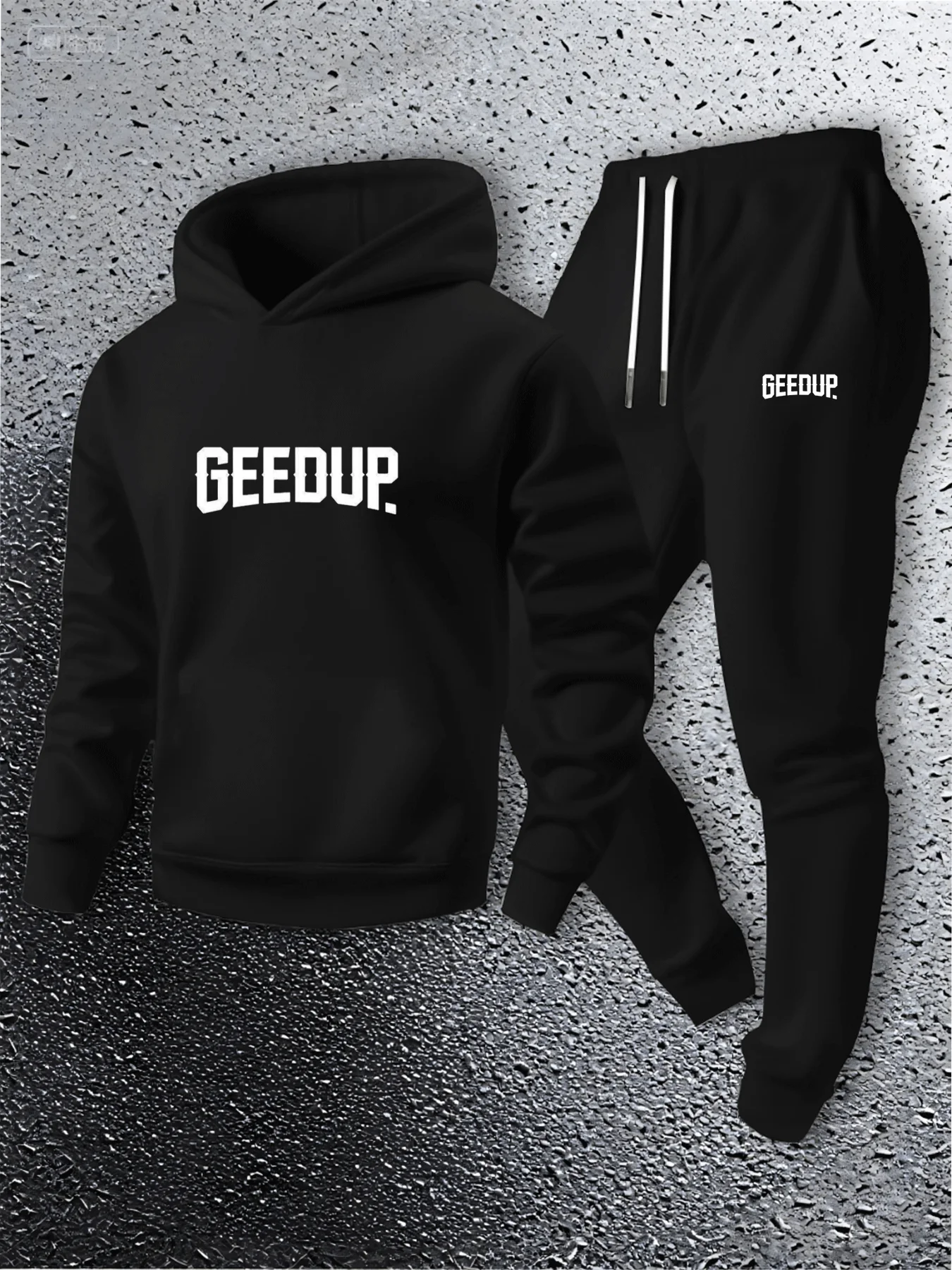 

Men's outdoor sports hoodie set, trendy letter print design, casual loose hoodie and pants two-piece set