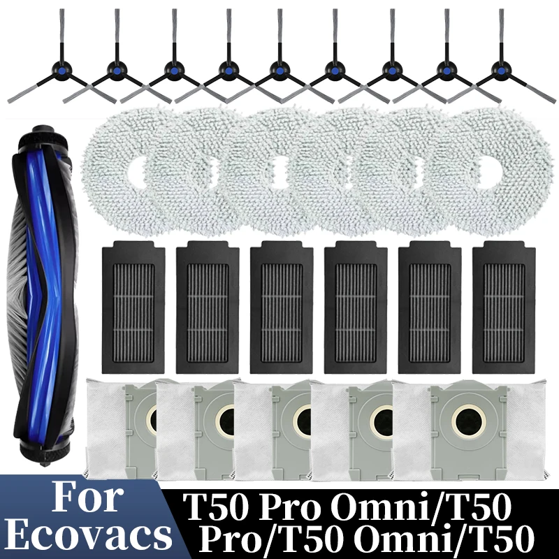 Für Ecovacs T50 Pro Omni/T50 Pro/T50 OmniT50 Staubsauger Zubehör HEPA-Filter Mopp Tuch Seite Wichtigsten Pinsel ersatzteile