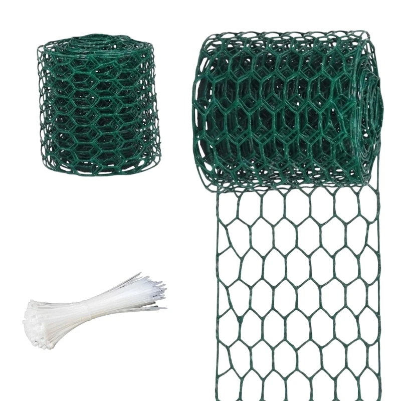 Flower Area Fence Roll 3 Meter x 10 with Green Iron Wire and Fastening Ties for Garden Edging, Support Lines, Yard and 87HA