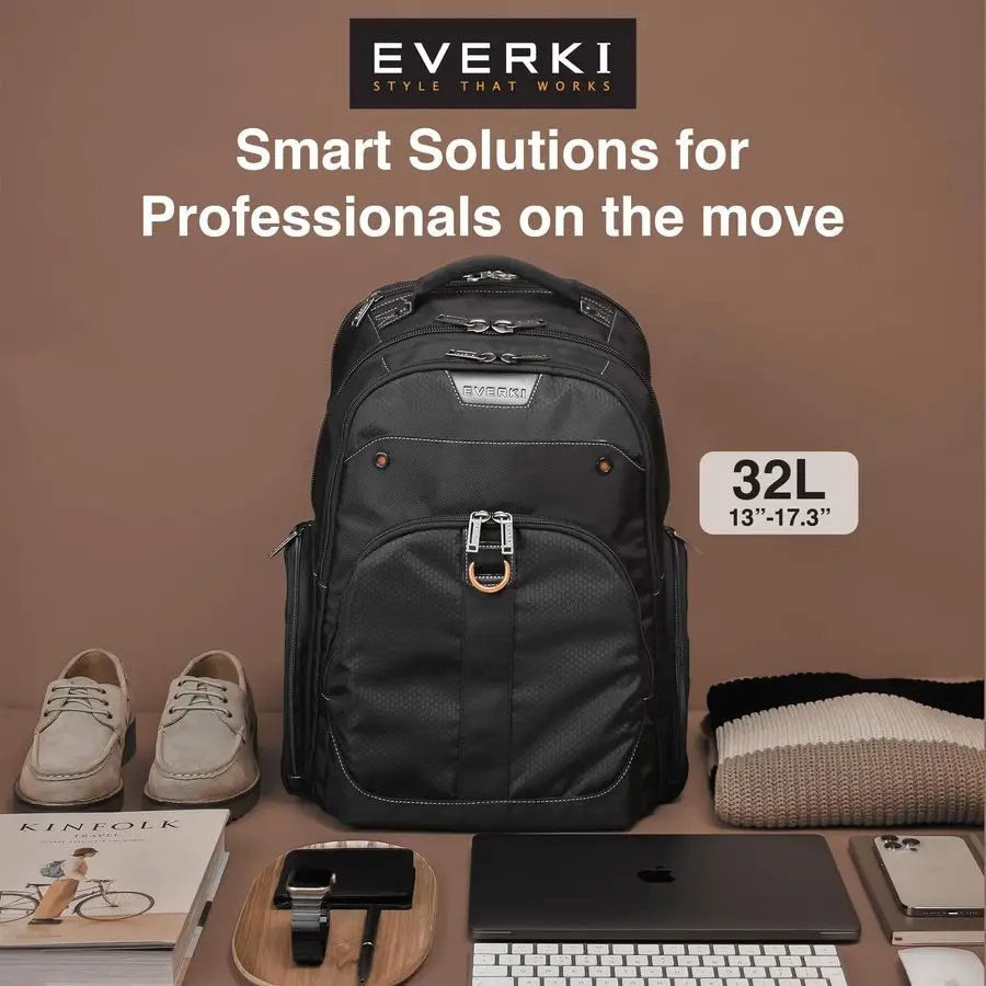 Zaino per laptop da lavoro Atlas da 32 litri, scomparto regolabile per lavoro, zaino da ufficio per viaggi e affari per uomo e donna