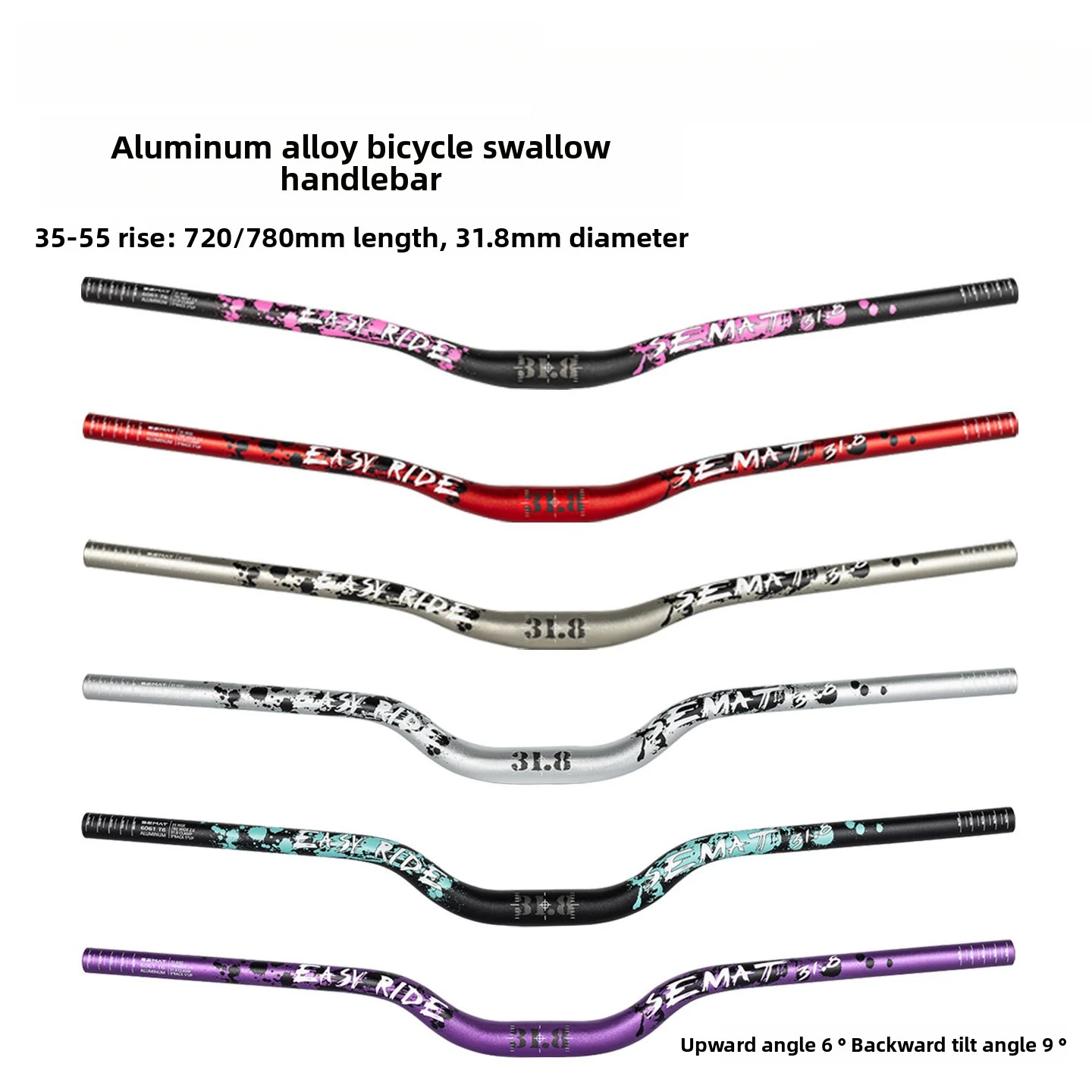 Aluminum Alloy Bicycle Handlebar MTB Handlebar Riser Mountain Bike Handlebar 720mm 780mm*31.8mm Bicycle Square Parts