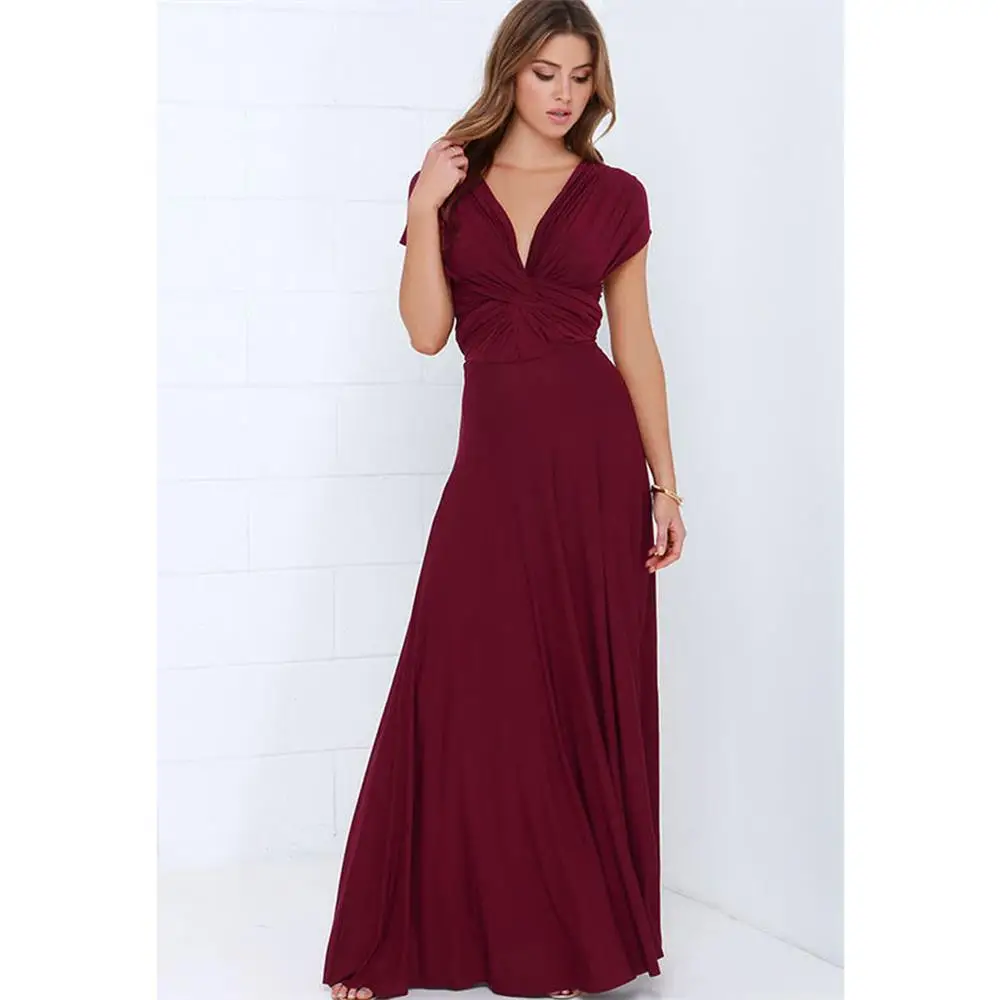 summer sexy women maxi Halter dress red bandage long dress sexy backless Multiway Bridesmaid Convertible Dress robe longue femme