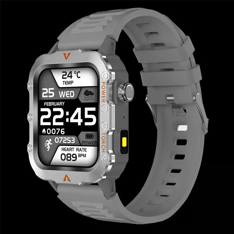 Outdoor Sports Men Smart Watch Bluetooth Talk Sports Heart Rate Monitor Smart Watch Multifunctional Flashlight Smart Watch