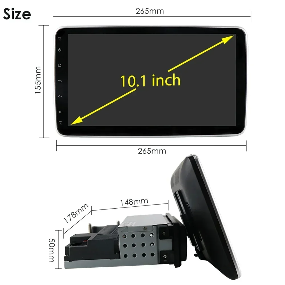 Hizpo 10,1 cala Uniwersalne radio samochodowe 1Din z systemem Android Multimedia Nawigacja GPS RDS DSP Automotive BT CarPlay 4G 360 ° Obrotowy