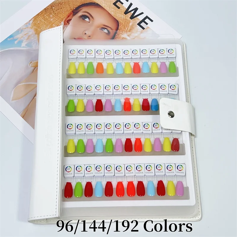 96/144/192 Colors Magnetic Nail Art Polish Glue Sample Display Tools Nails Wearing Style Sample Board Acrylic Color Card Book