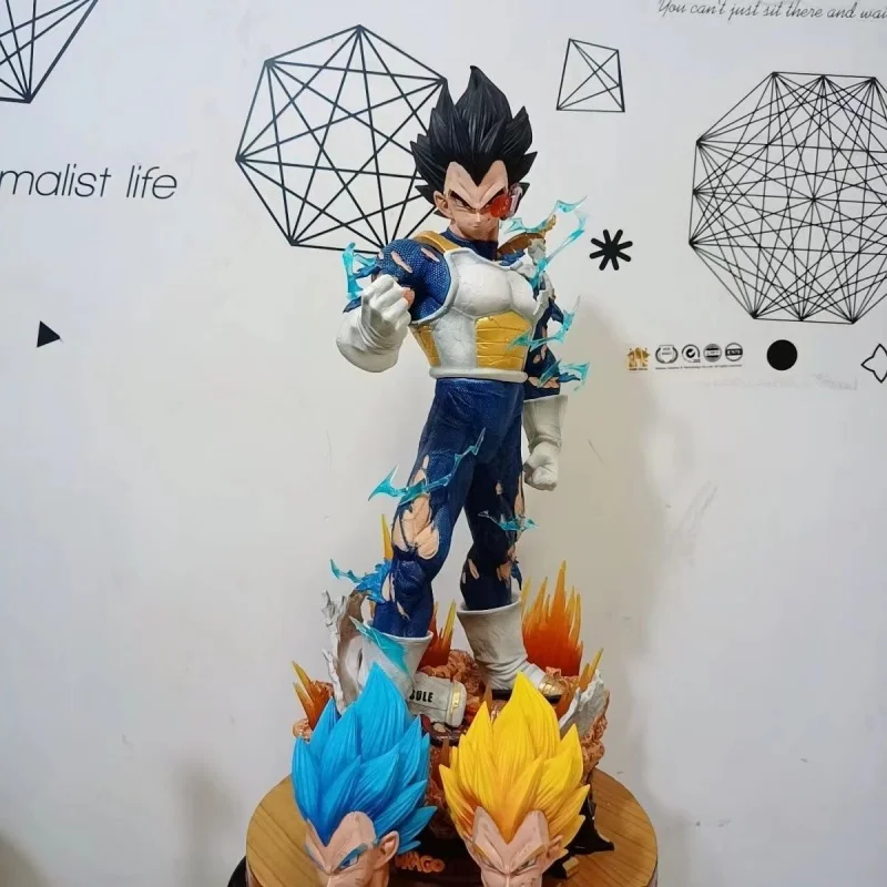 New Dragon Ball 29cm Figures Toys Ssj3 Vegeta Anime Figures 8 Head Replaceable Model Pvc Statue Collection Decoration Gift Dolls