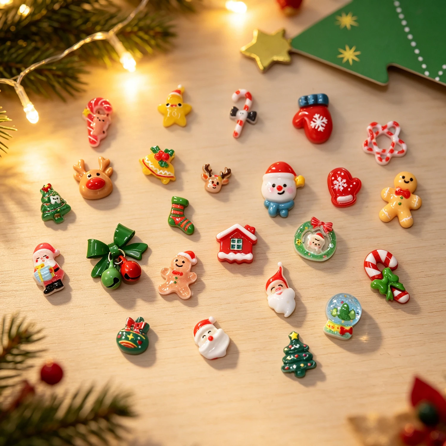 24grid 3D Kawaii Weihnachtsmann/Schneemann/Elch/Handschuhe/Glocke/Bonbon/Weihnachtsbaum Nagelcharms Flache Rückseite Harz Weihnachts-Winter-Nagelsteine – Detail 8