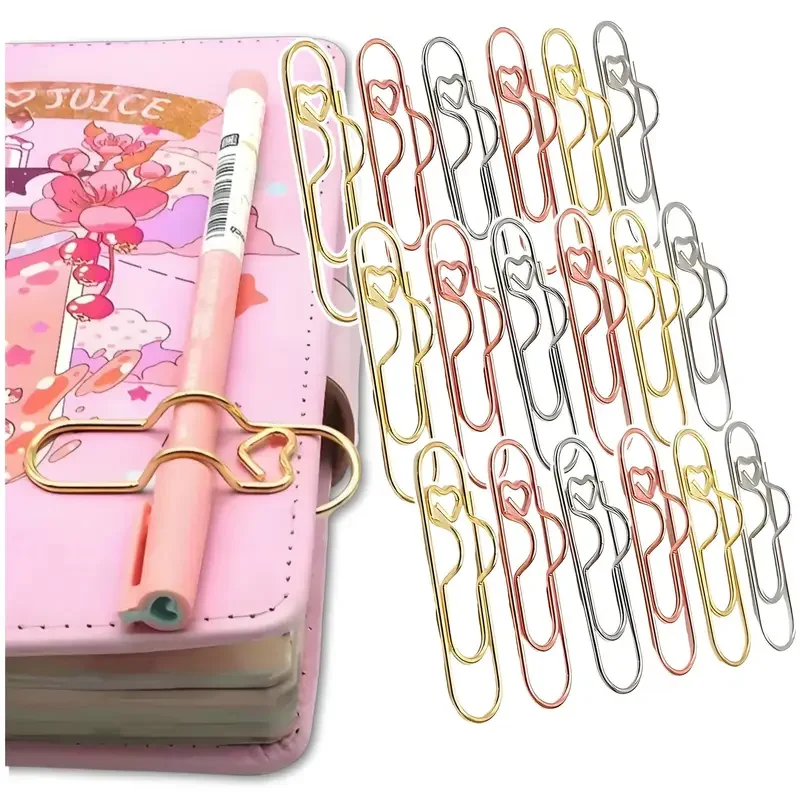 

10-100 шт. зажимы для блокнотов в форме сердца, креативные держатели для страниц, металлические зажимы для ручек для журналов, планировщиков, офисных принадлежностей