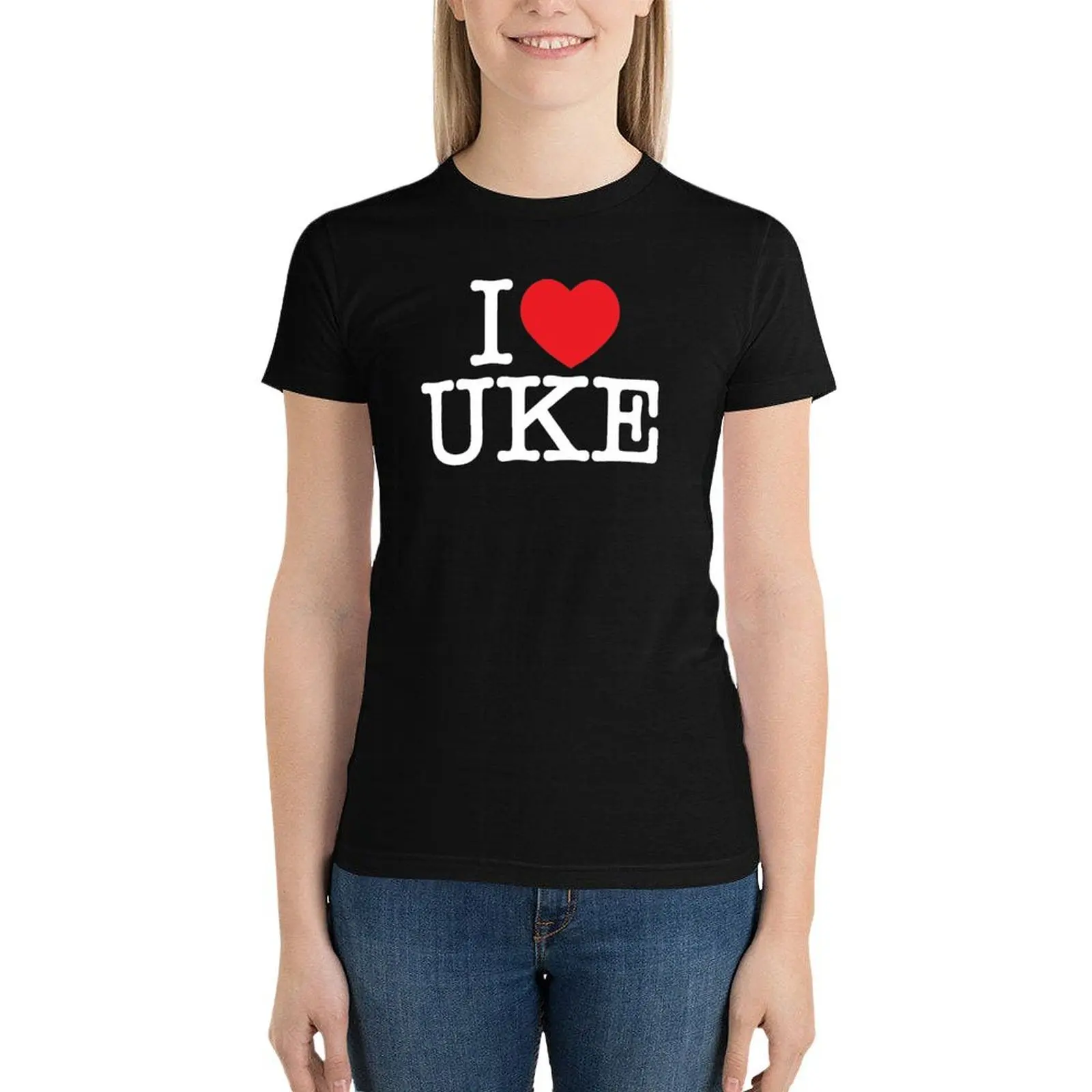 

I HEART UKE - Black коллекция футболок топы милые топы летний топ Женская одежда корейская женская одежда