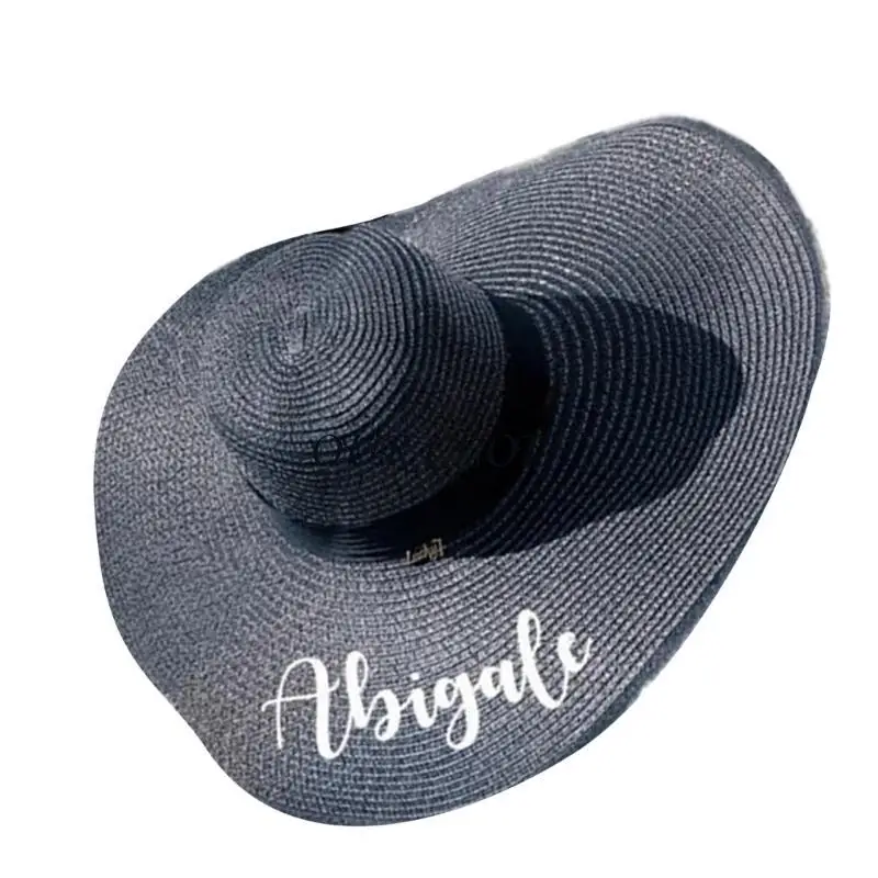 Einzigartiger Brautschauhut mit großer Krempe, sonnenfester Strohhut für Hochzeitsfeiern und Junggesellenabschiede, Y1AC