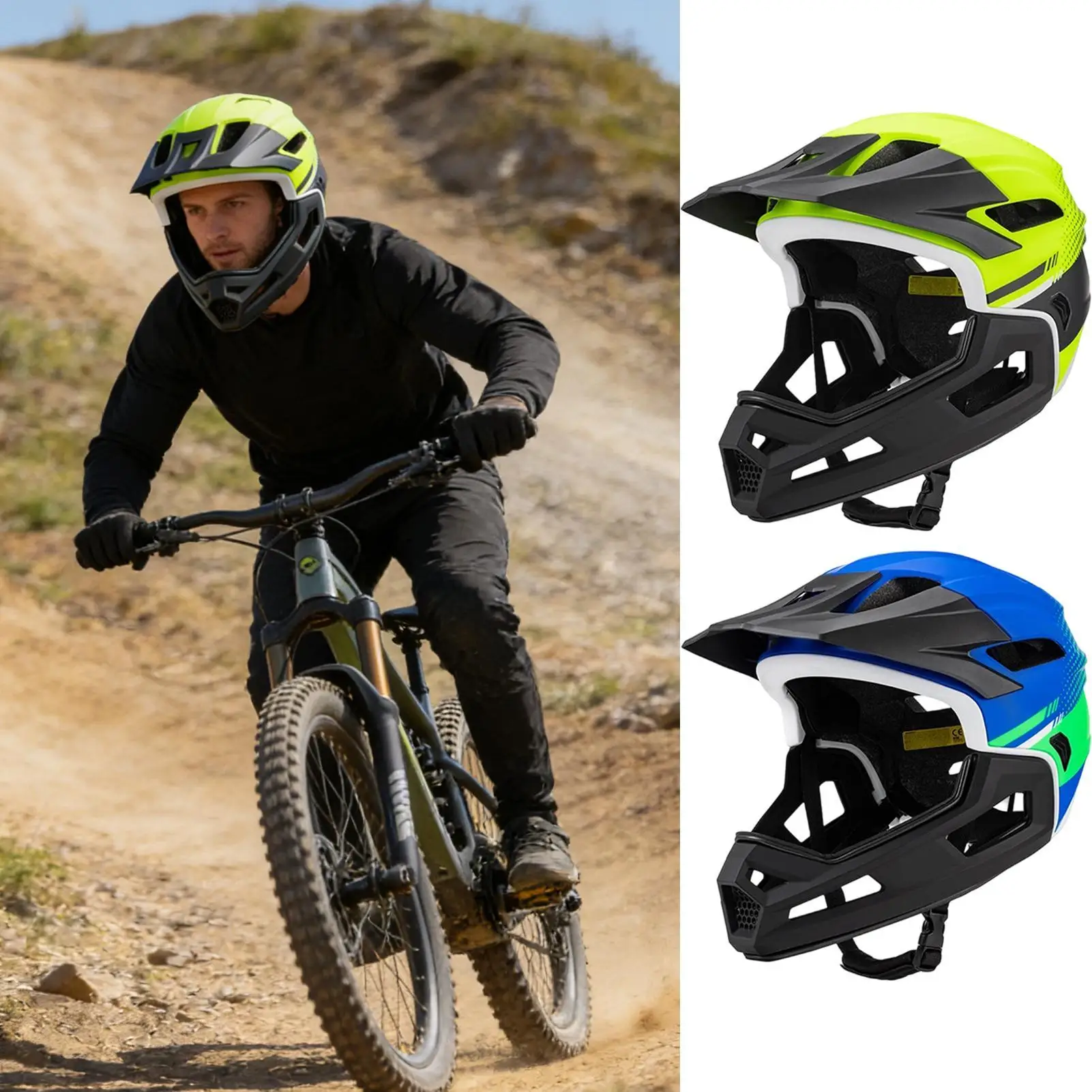Mountain Bike Full Face Helmet Cycling Head Protection Shock Absorption Cycling Helmet For Bicycle Motocross Motorcycle Scooter