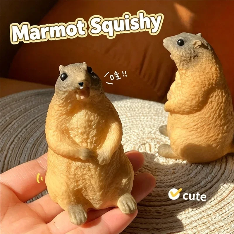 Cute Simulation Marmot Stress Relief Toy Soft Non-toxic TPR Squeeze Anti Anxiety Relief Relax ADHD Desk Decoration Comfort Toy