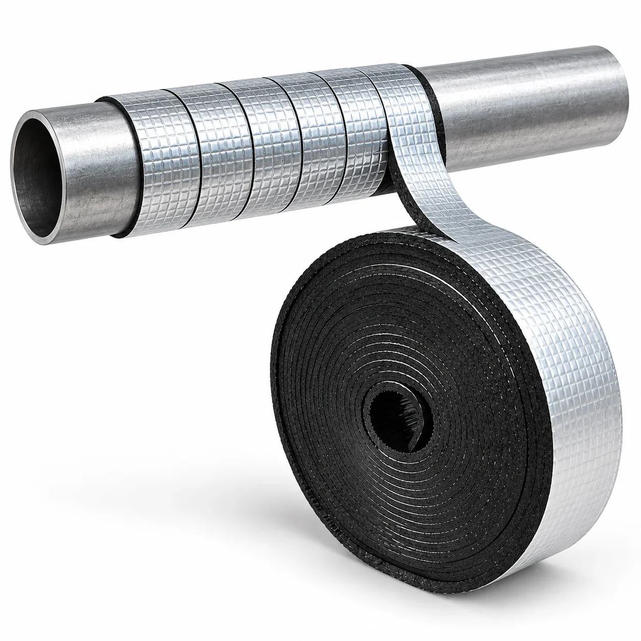 Self Adhesive Pipe Insulation Tape Aluminum Foil Foam Wrap for Water Pipes Winter Freeze Protection Indoor Outdoor Plumbing