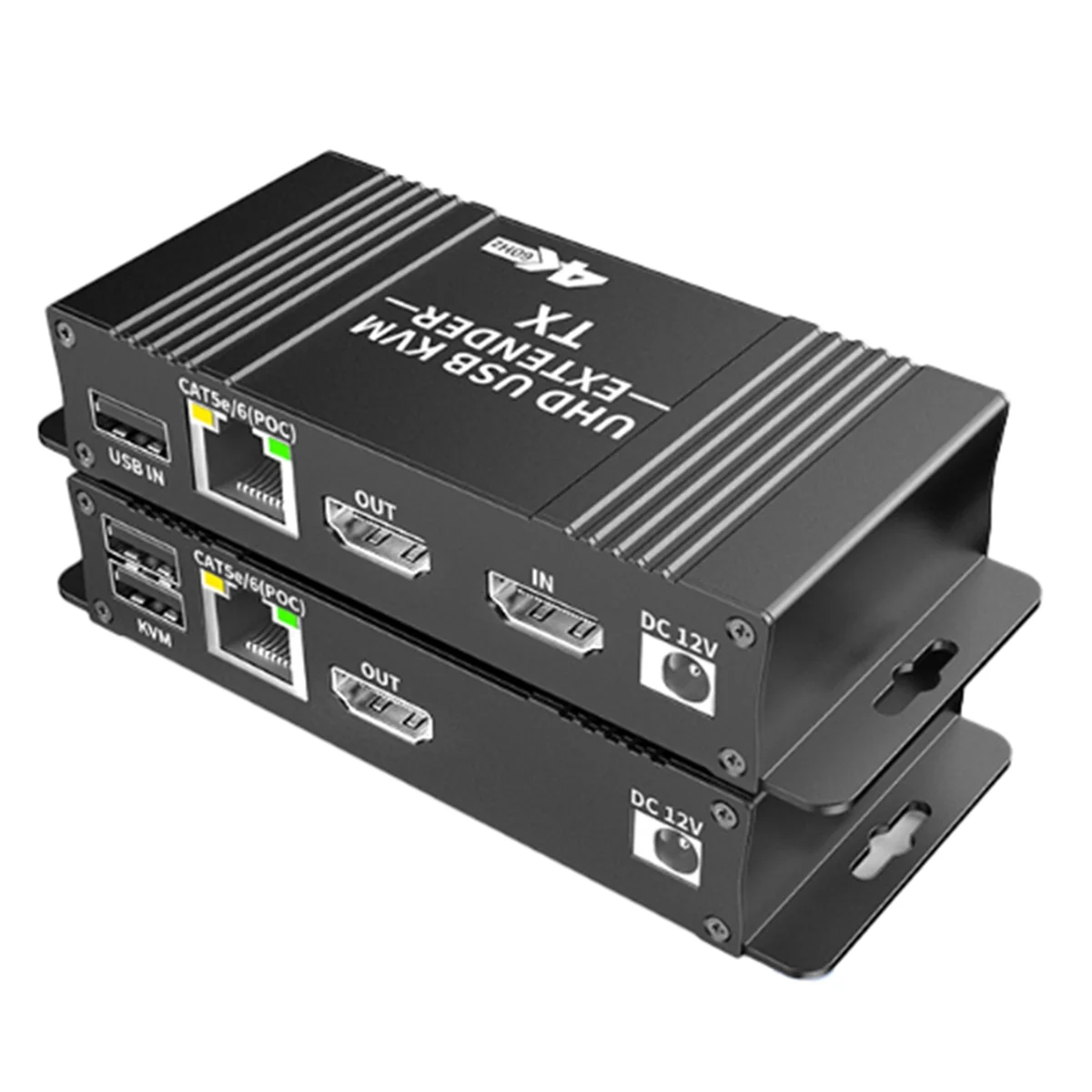 

4K 60Hz -Compatible KVM Extender over IP Rj45 Cat6 USB Ethernet Extender 60m/196FT for NVR Camera Monitoring EU PLUG